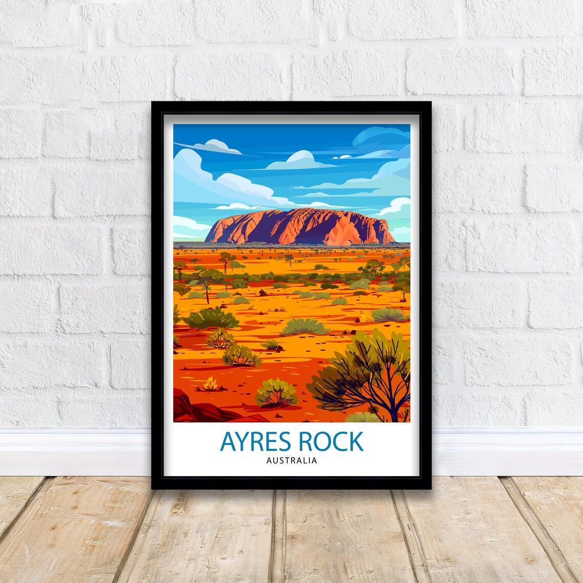 Ayres Rock Australia Red Desert Outback Landmark Travel Poster