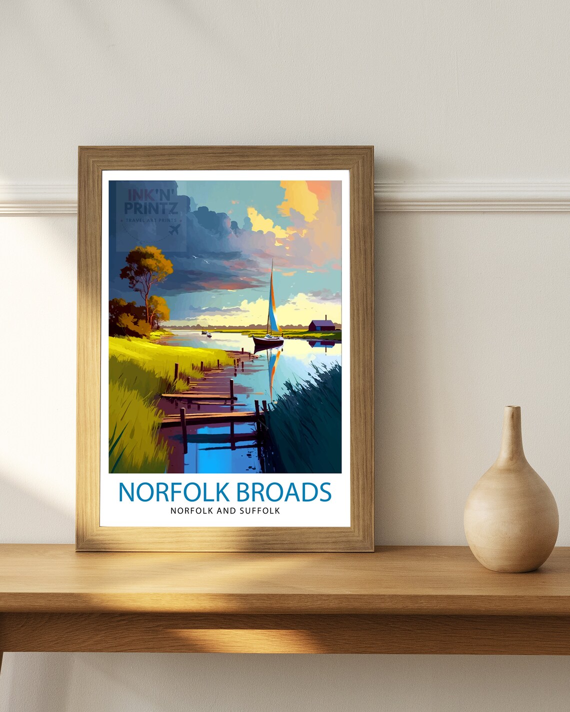 Norfolk Broads Travel Poster, England Travel Print - Image 2