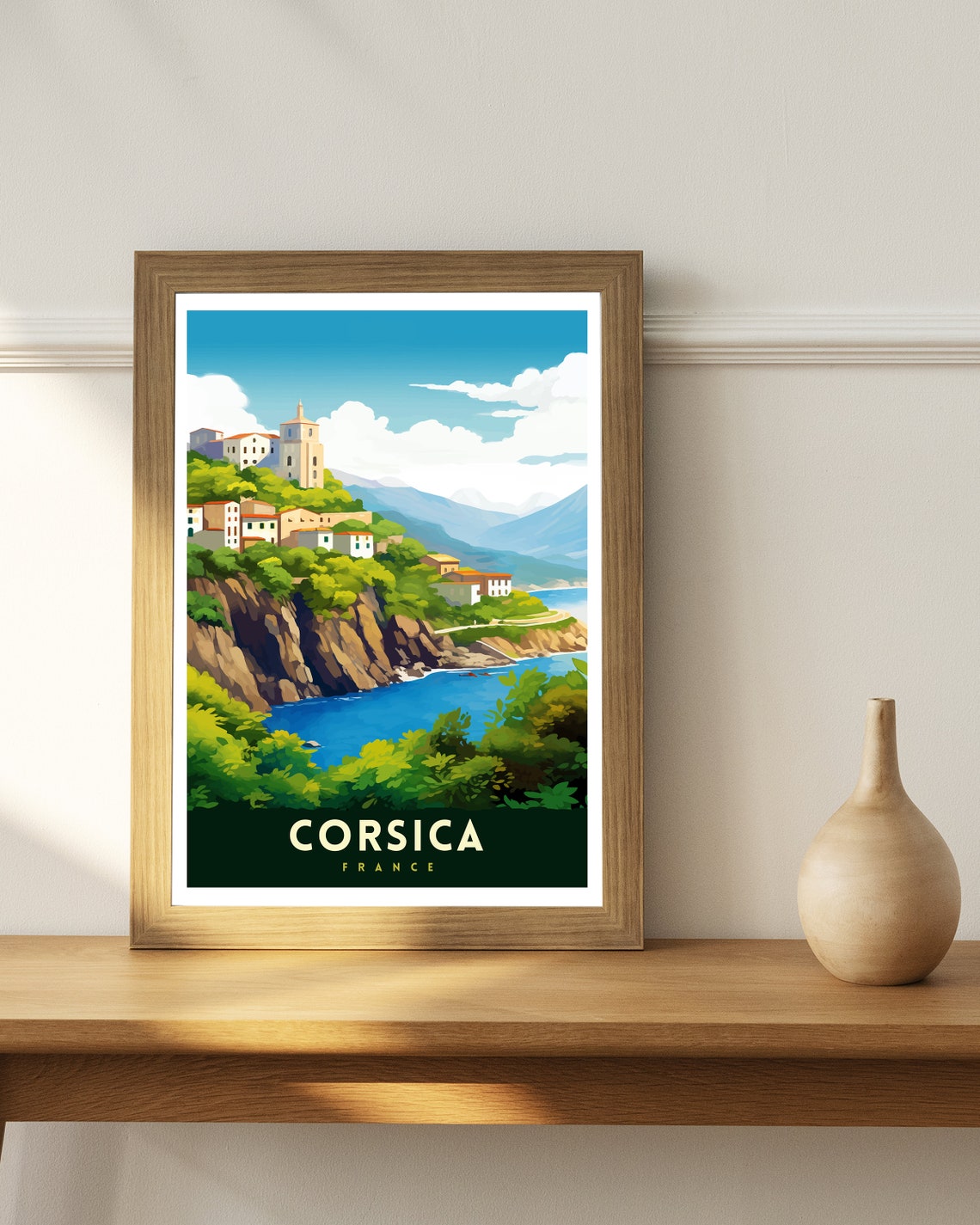 Corsica France Travel Print Corsica Wall Decor Corsica Poster France Travel Prints Corsica Art Print Corsica Illustration Corsica Wall Art - Image 3