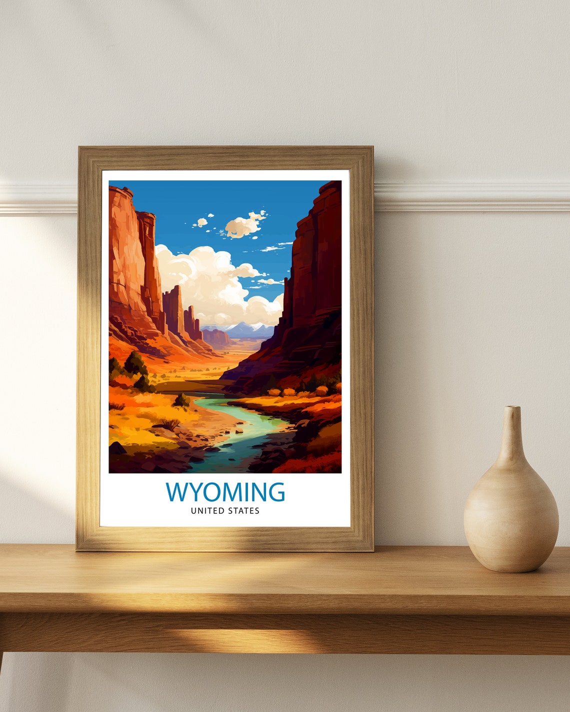 Wyoming Usa Travel Print Wyoming Wall Decor Wyoming Poster Usa Travel Prints Wyoming Art Print Wyoming Illustration Wyoming Wall Art - Image 3