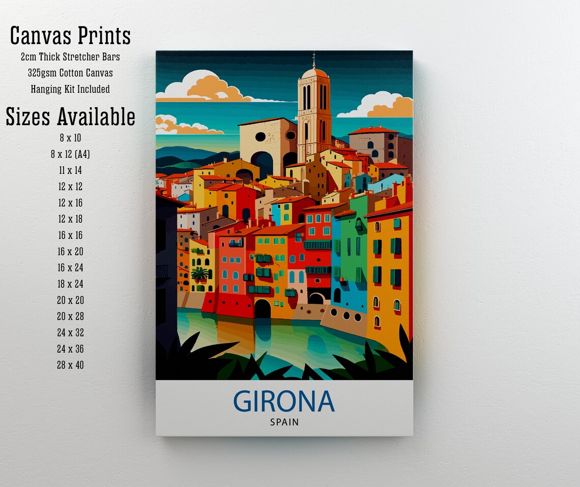 Girona Spain Travel Poster, Europe Wall Decor - Image 3