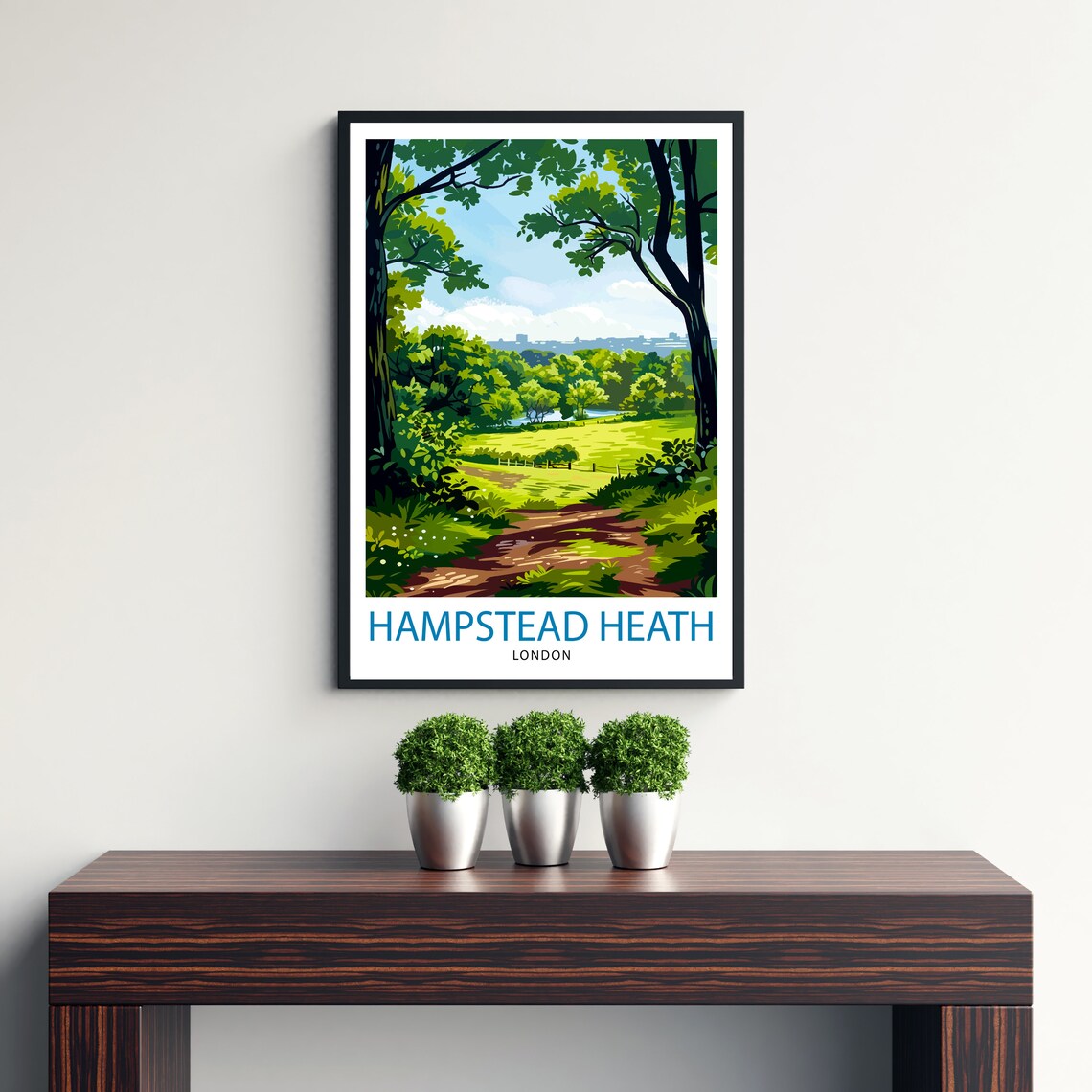 Hampstead Heath London Woodland Walk Illustrated Travel Poster - Image 3