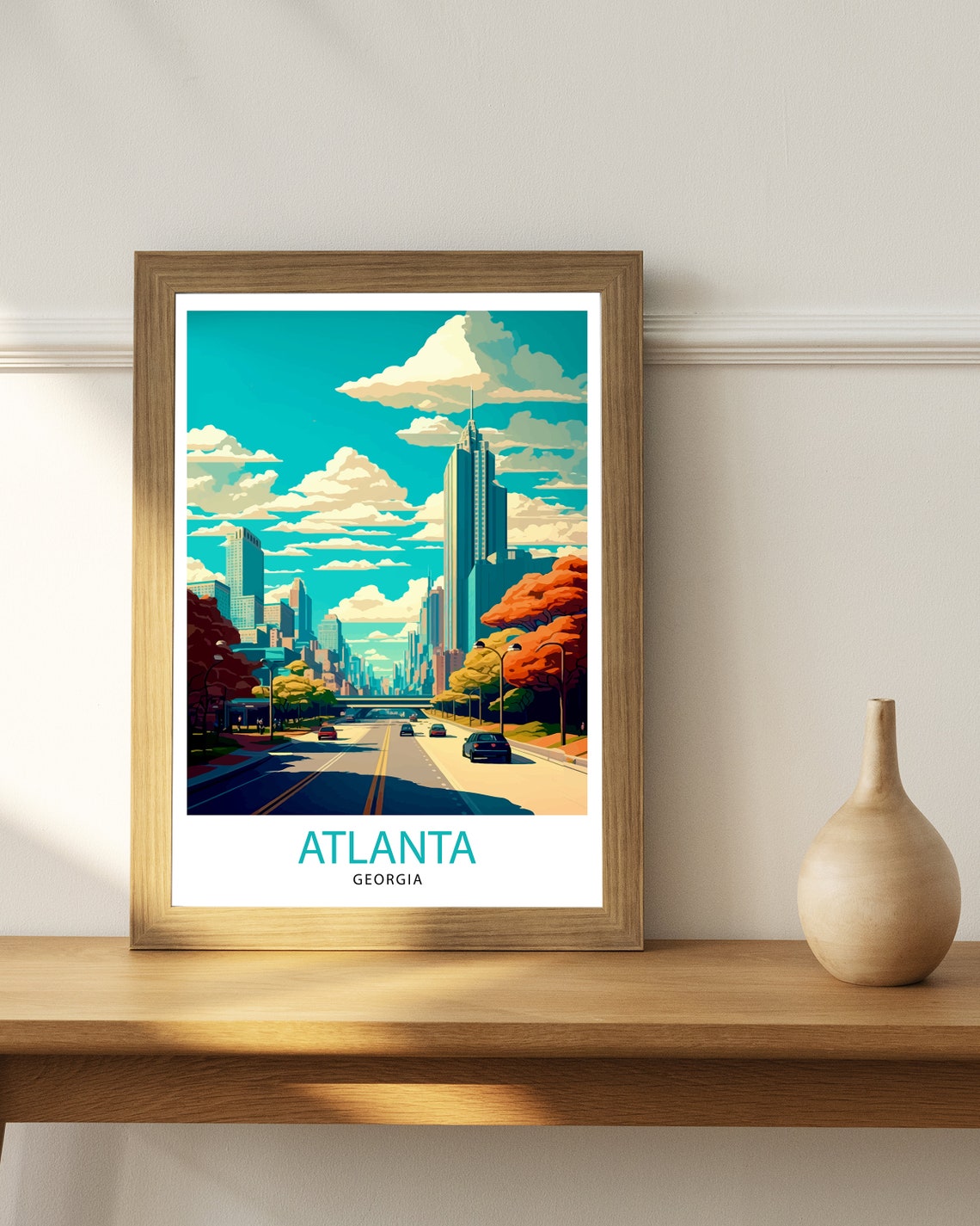 Atlanta Travel Print Atlanta Wall Decor Atlanta Home Living Decor Atlanta Illustration Travel Poster Gift For Atlanta Georgia Home Decor - Image 2