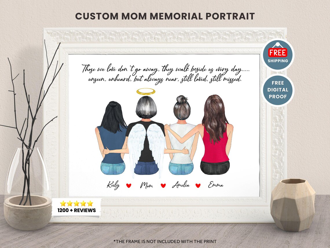 Custom Mom Memorial Portrait Angel Mother Tribute Gift Poster