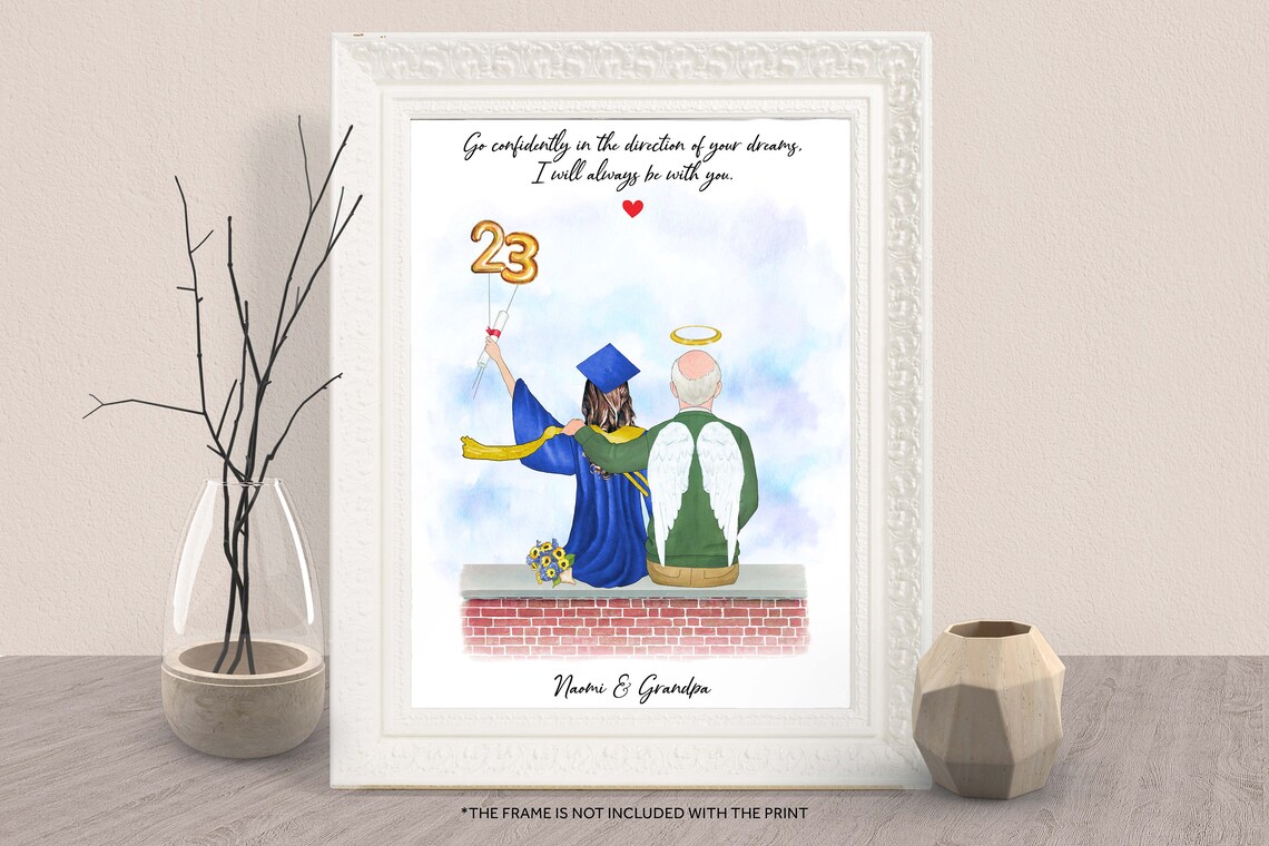 Class Of 2023 Graduation Memorial Print Angel Grandpa Balloon Gift