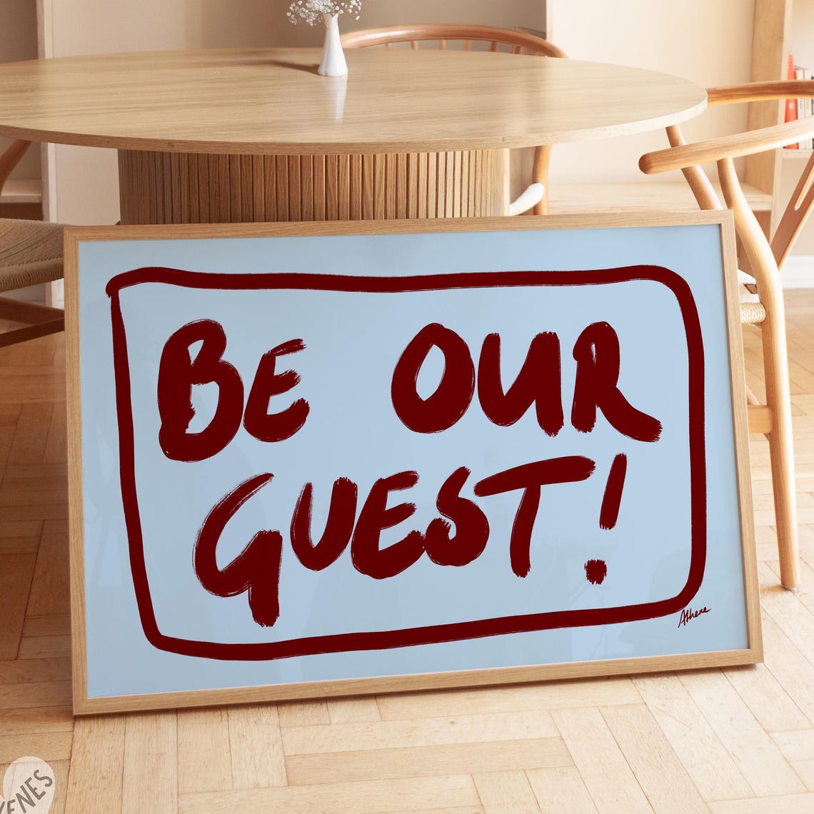 Be Our Guest Kitchen Hand Lettered Dining Quote Typography Print