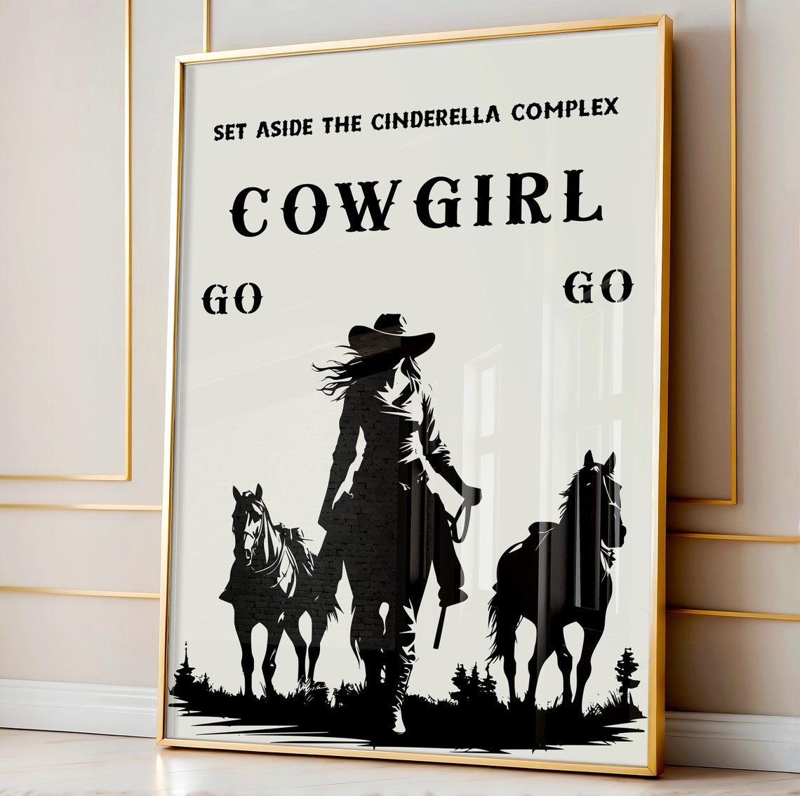 Go Cowgirl Go Print Western Cowgirls Retro Wall Art Cowgirl Bedroom Decor Cinderella Complex Manifestation Poster - Image 2