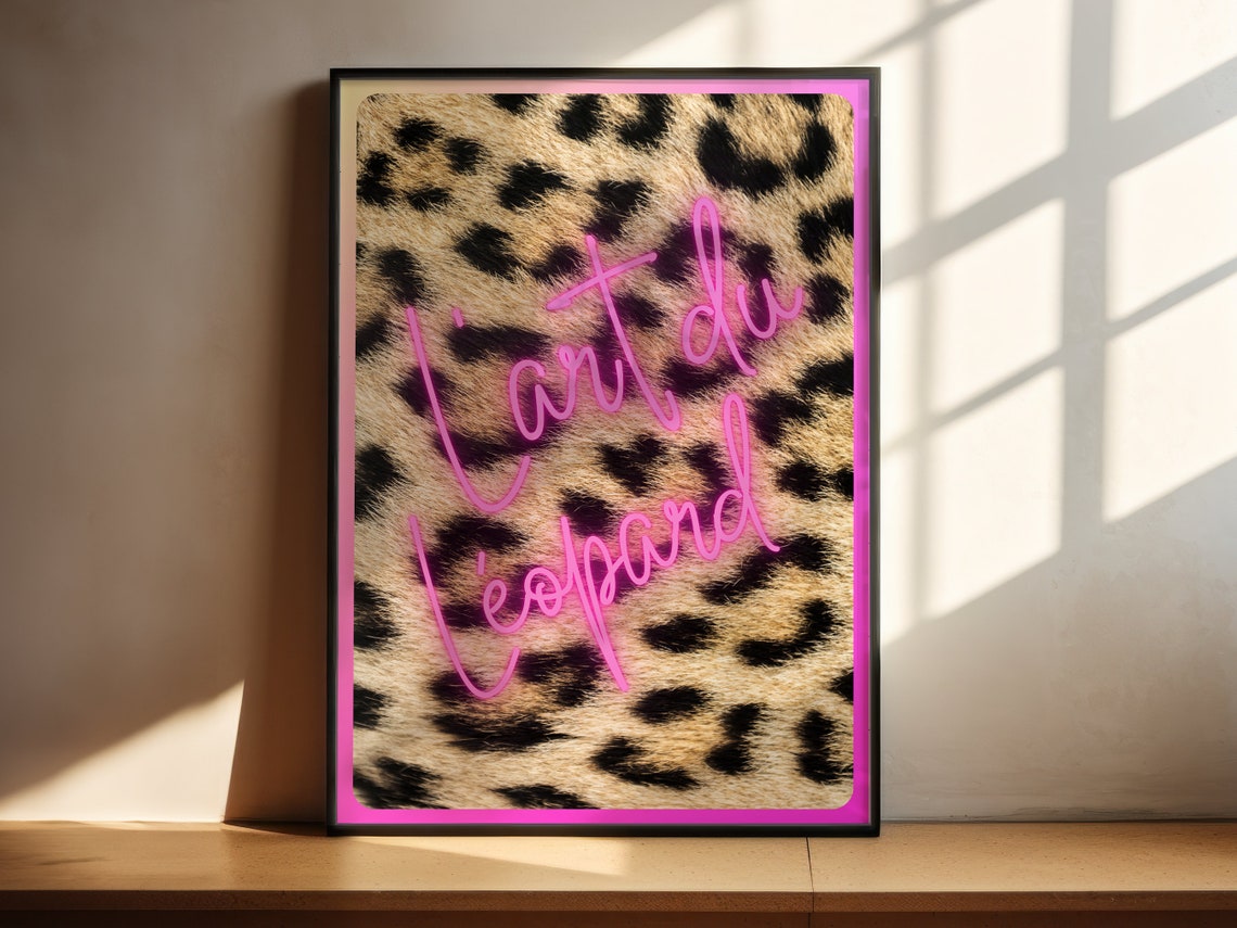 Art Du Leopard Pink Neon Leopard Fur French Glam Trendy Poster - Image 3