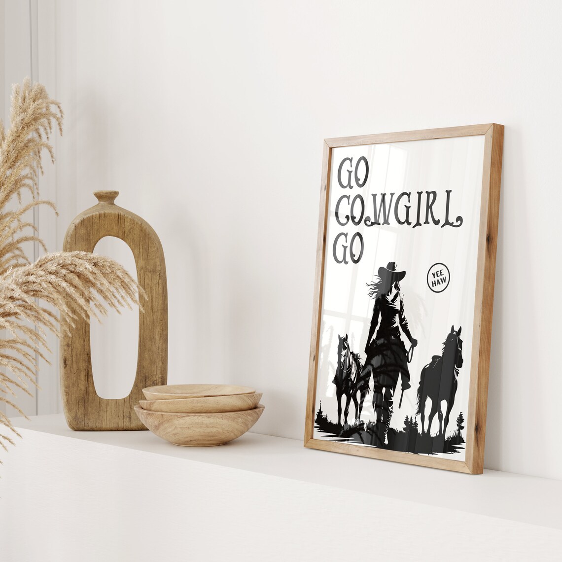 Go Cowgirl Go Horseback Silhouette Yee Haw Western Photo Poster - Image 2