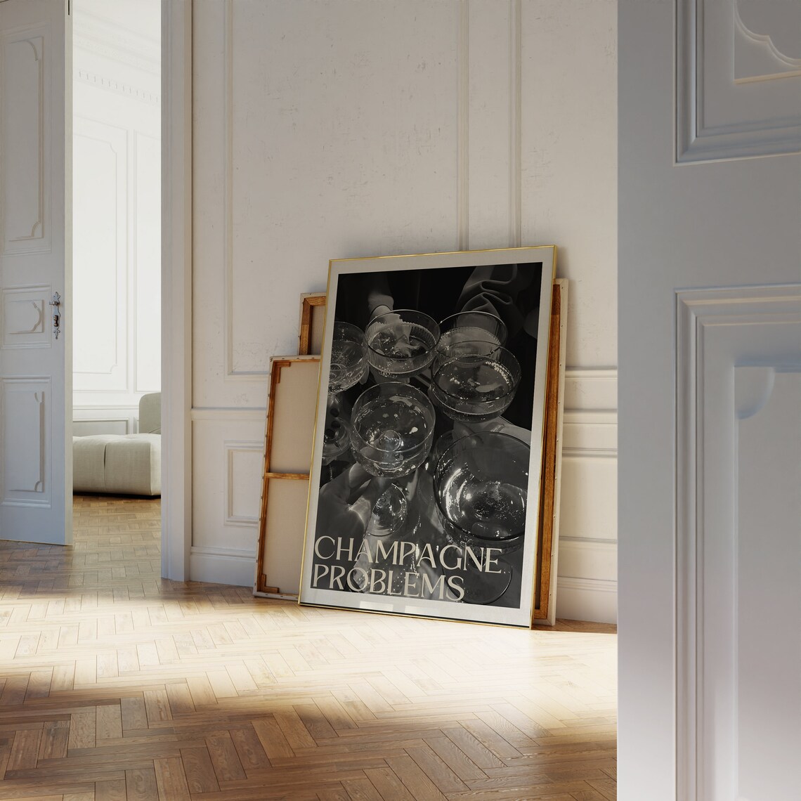 Champagne Problems Poster, Preppy Bar Cart Print - Image 2
