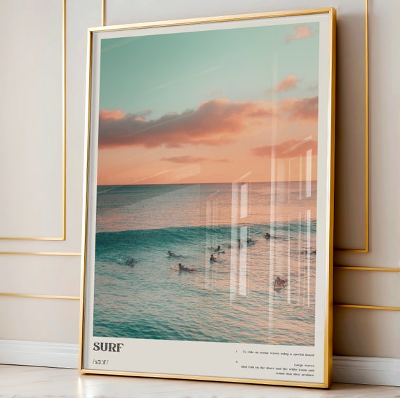 Blue Coastal Surf Up Photography Poster, Ocean Art