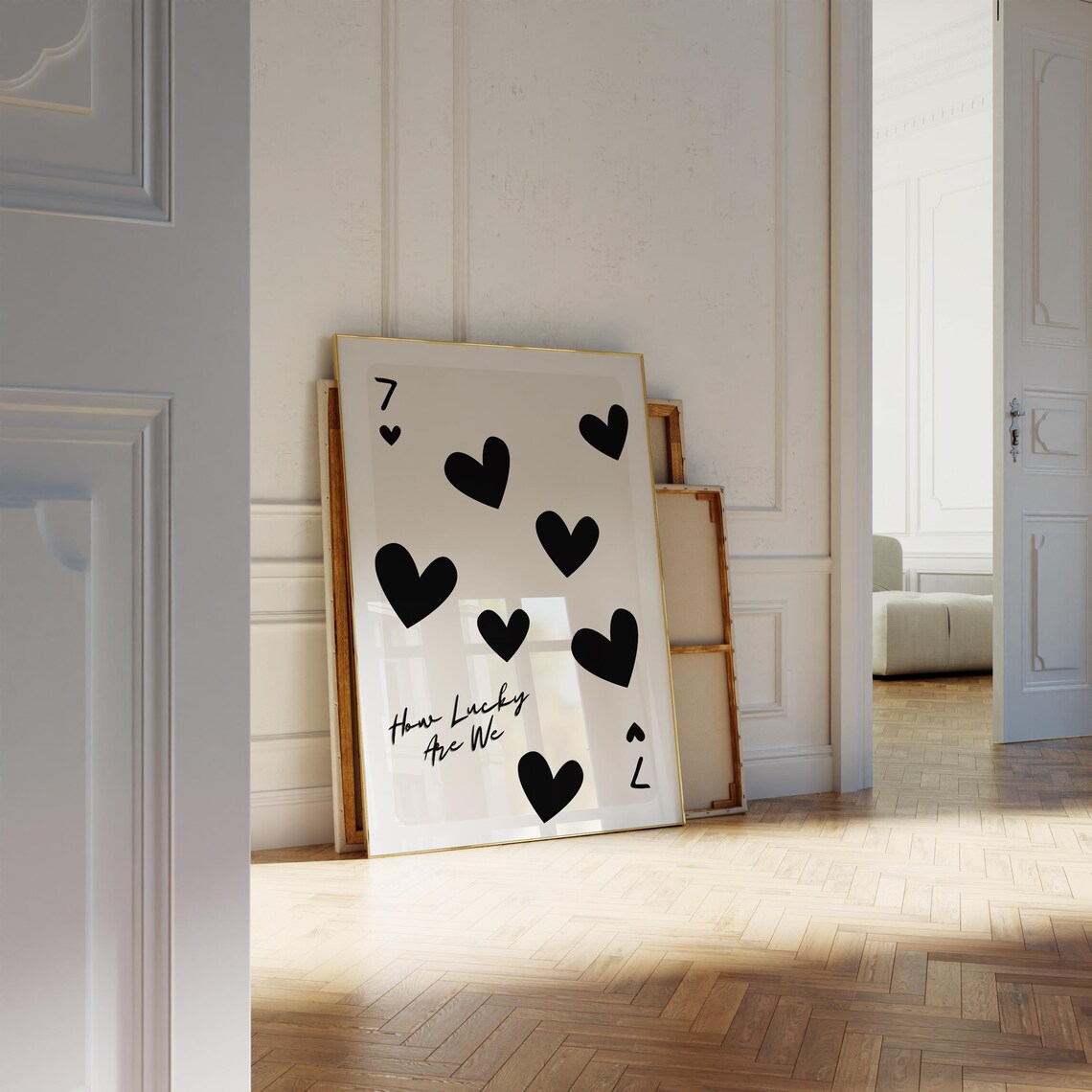 How Lucky Are We Seven of Hearts Retro Art Print - Image 3