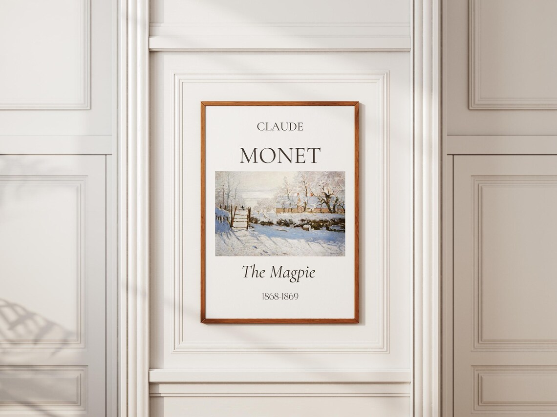 Monet The Magpie 1868 Snowy Winter Landscape Gate Bird Art Poster - Image 7