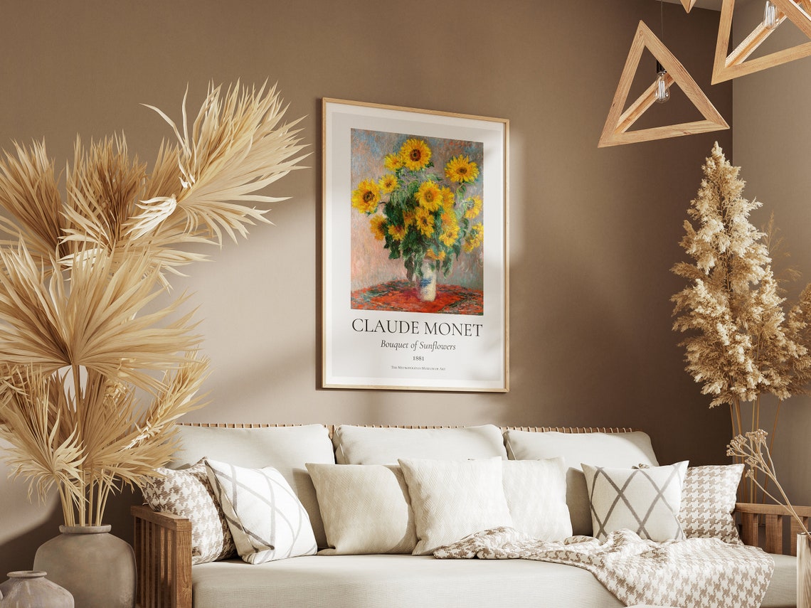 Claude Monet Bouquet Of Sunflowers 1881 Museum Exhibition Wall Art - Image 3