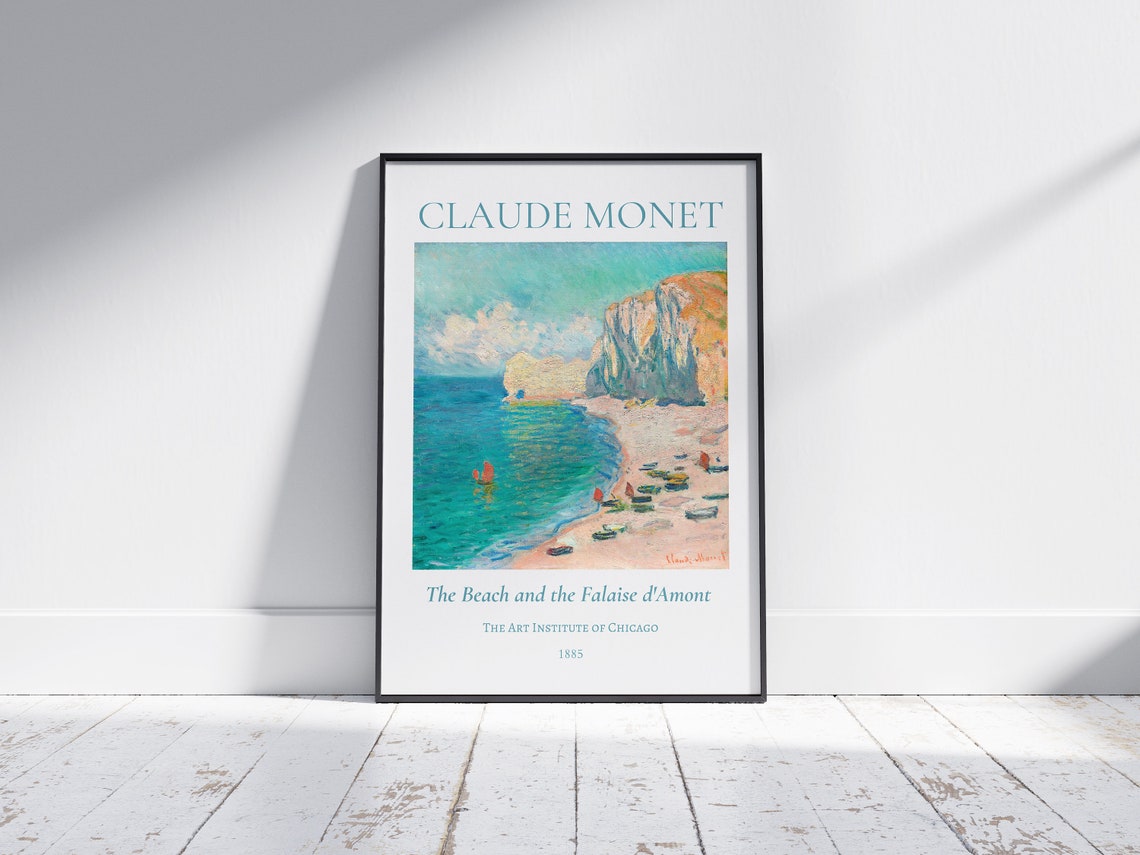 Claude Monet Beach And Falaise DAmont Etretat 1885 Exhibition Wall Art - Image 2