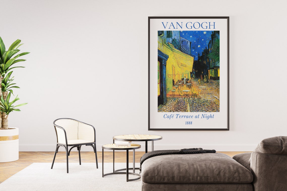 Van Gogh Art Print Cafe Terrace At Night Van Gogh Exhibition Poster Van Gogh Painting Vintage Painting Wall Decor Museum Poster - Image 2