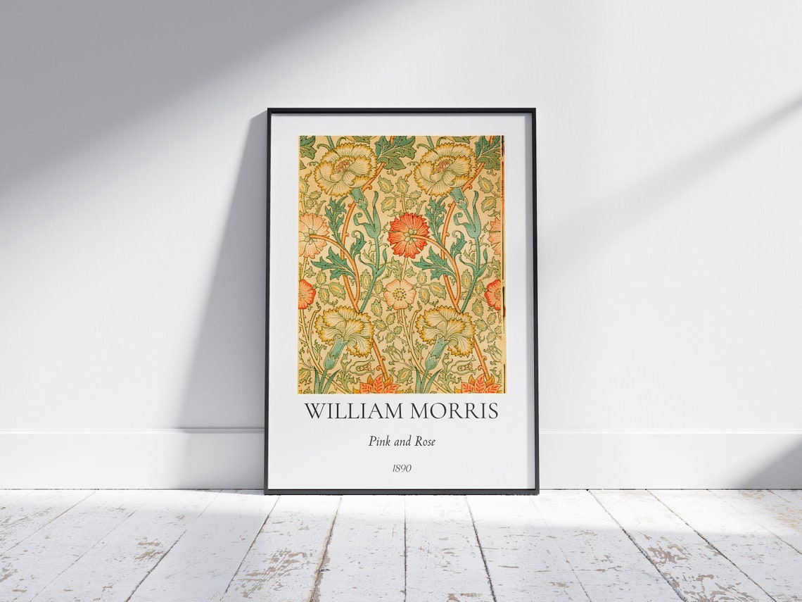 William Morris Pink and Rose 1890 Floral Pattern Vintage Wall Poster - Image 5