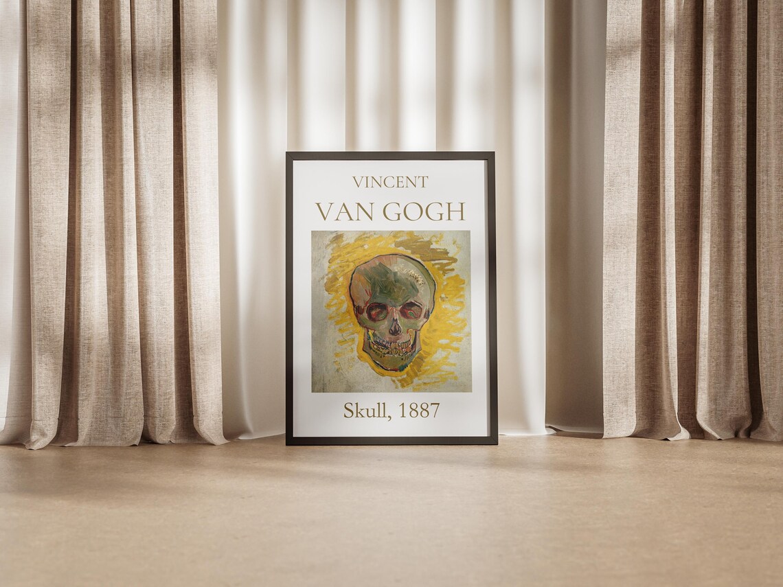 Van Gogh Skull 1887 Skeleton Painting Yellow Background Art Poster - Image 4