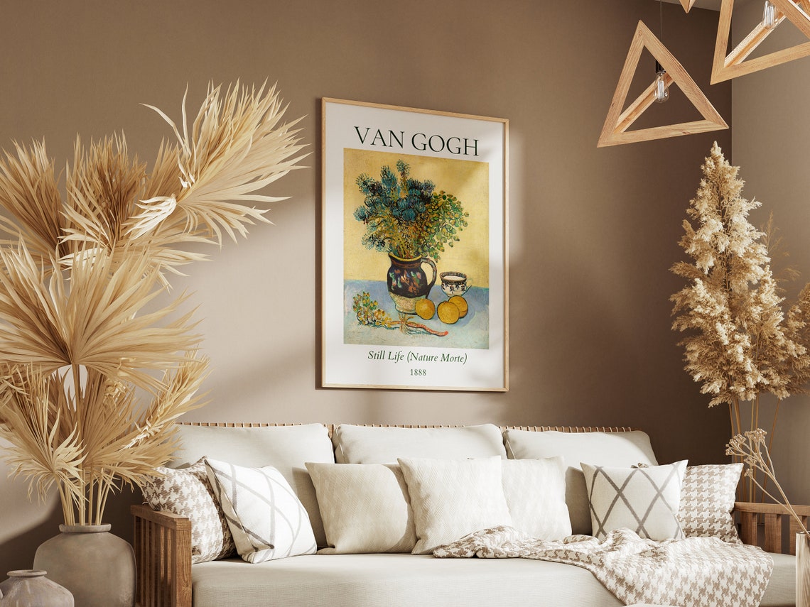 Van Gogh Still Life Nature Morte 1888 Blue Thistles Lemons Poster - Image 3
