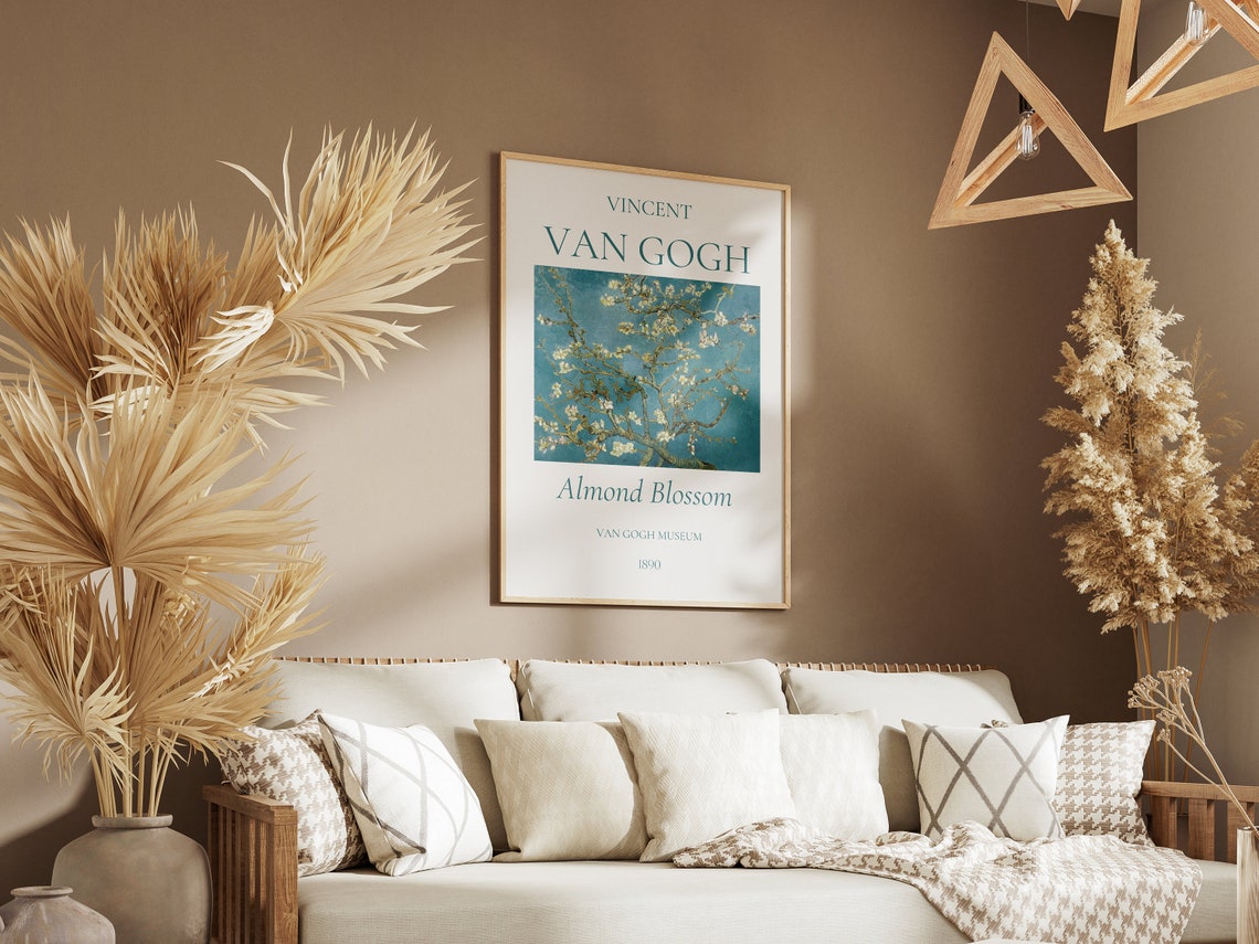 Van Gogh Almond Blossom Branches Teal Sky Museum Exhibition Art Poster - Image 5