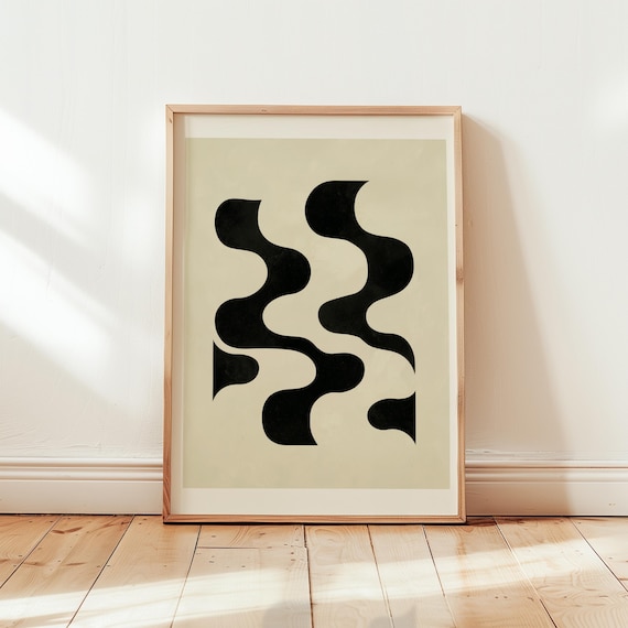 Abstract Wavy Silhouette, Modernist Black Shapes
