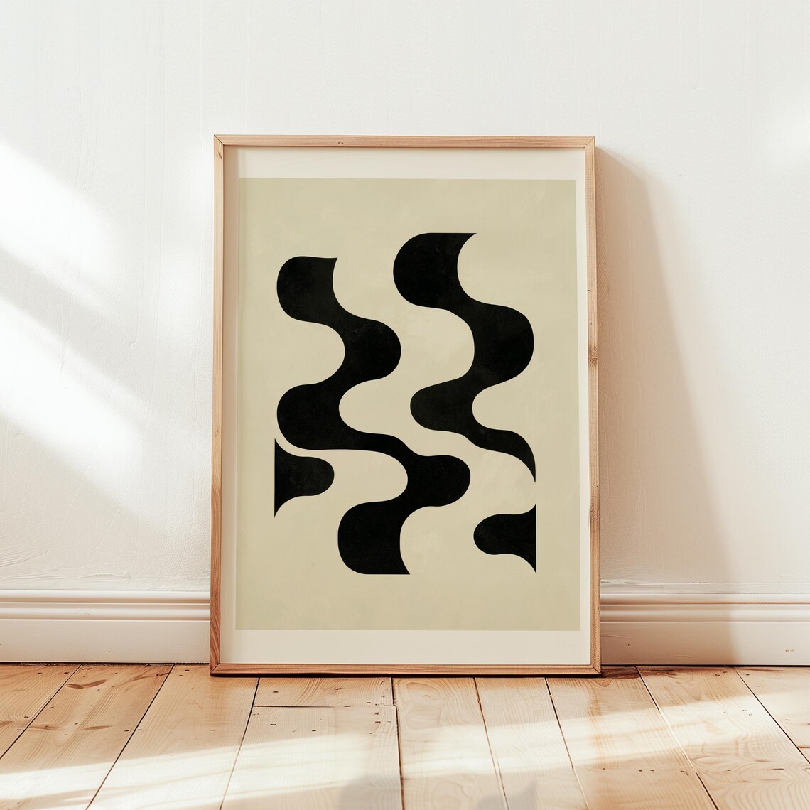 Abstract Wavy Silhouette, Modernist Black Shapes