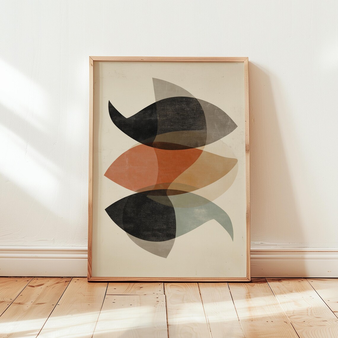Japandi Abstract Fish, Mid-Century Minimalist