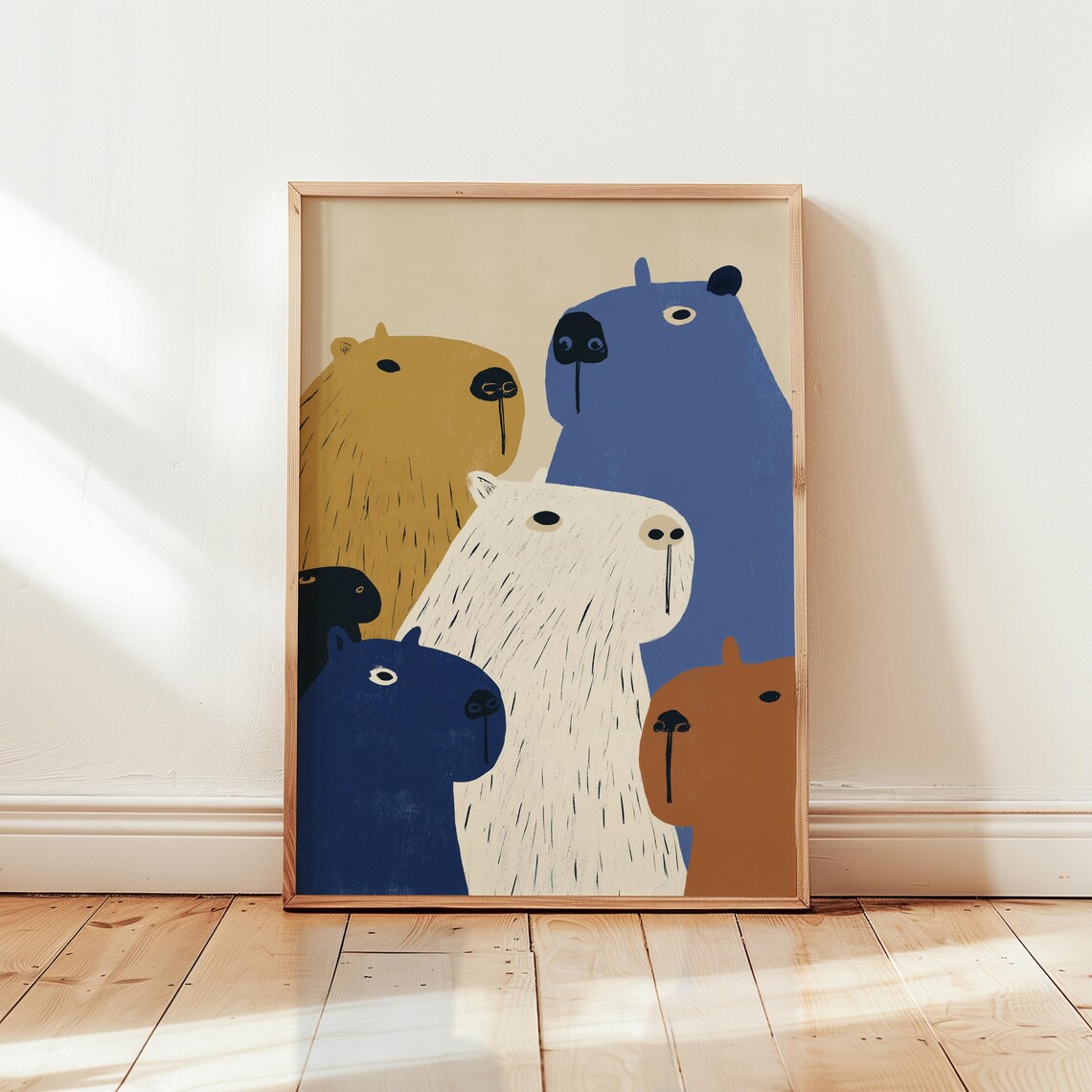 Capybara Family Portrait, Scandinavian Animal Art Print