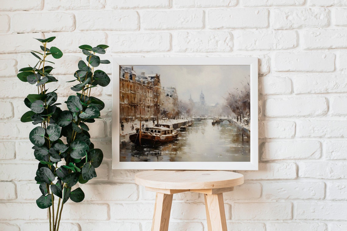 Winters Embrace On The River Antique Print - Image 3