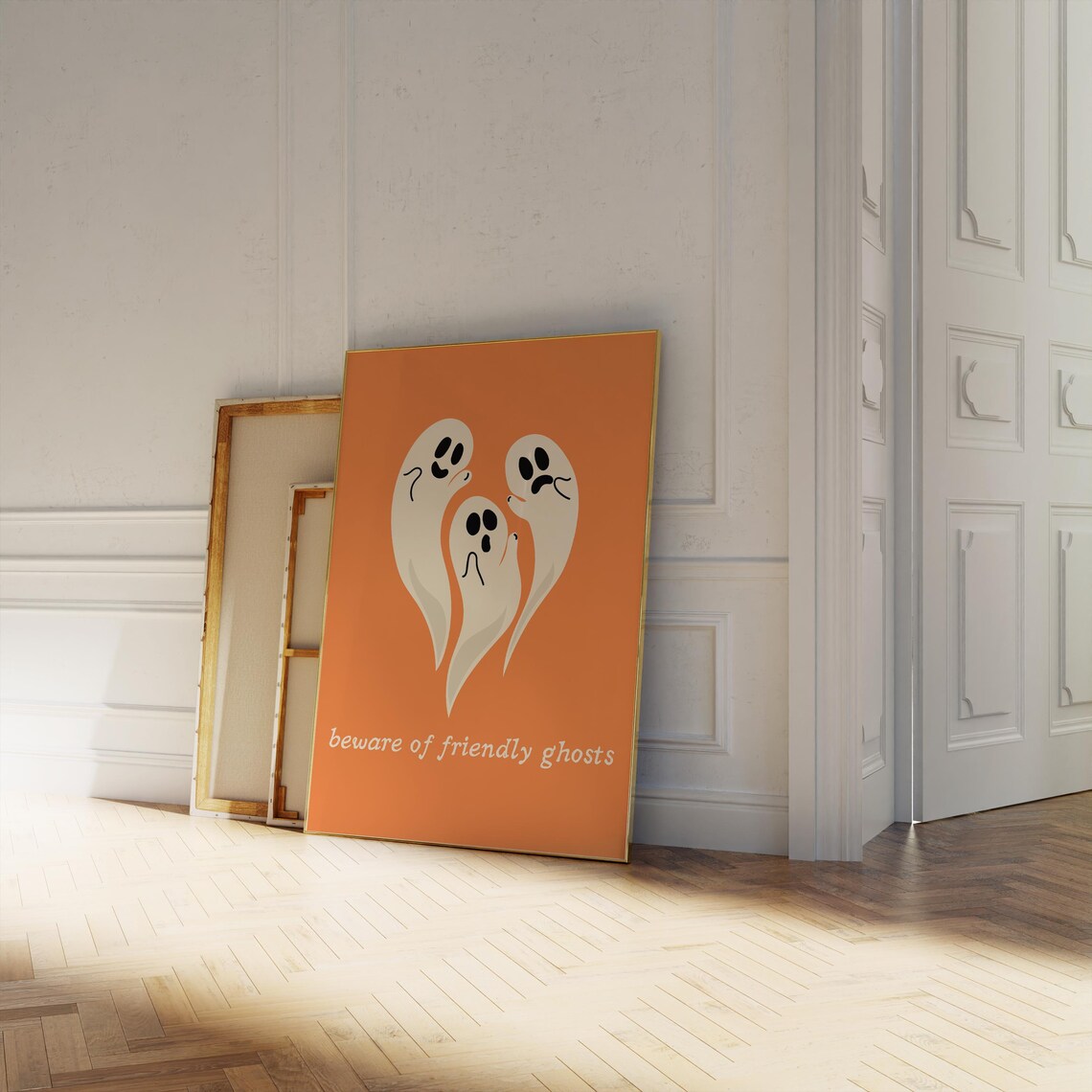 Beware Of Friendly Ghosts Minimalist Halloween Poster - Image 2