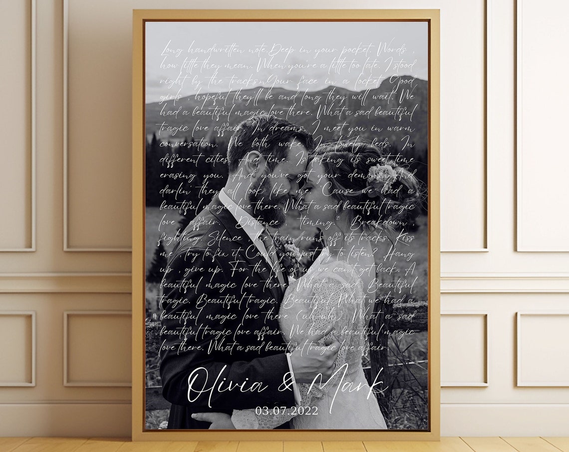 Custom First Dance Song Lyrics Print Personalized Wedding Photo Wall Art Wedding Song Keepsake - Image 2