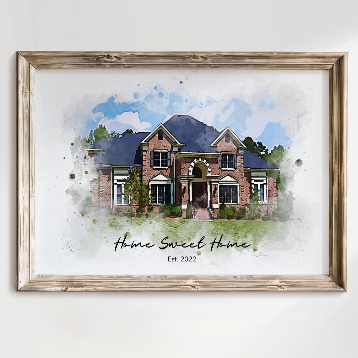 Our First Home Est 2020 Watercolor House Portrait Housewarming Wall Art - Image 2