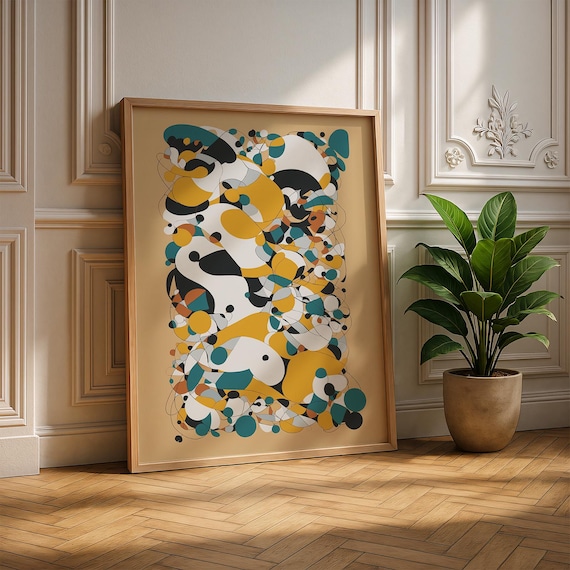 Signal Cluster Colorful Abstract Wall Art Print Bold Poster Modern Organic Shapes For Creative Home Decor