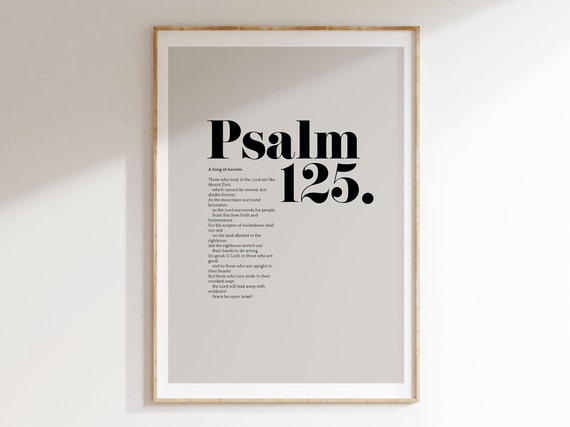 Psalm 125 Bible Verse Wall Art Minimalist Decor Christian Modern Scripture Poster Bold Typography Baptism Baby Shower Birthday Gift Idea