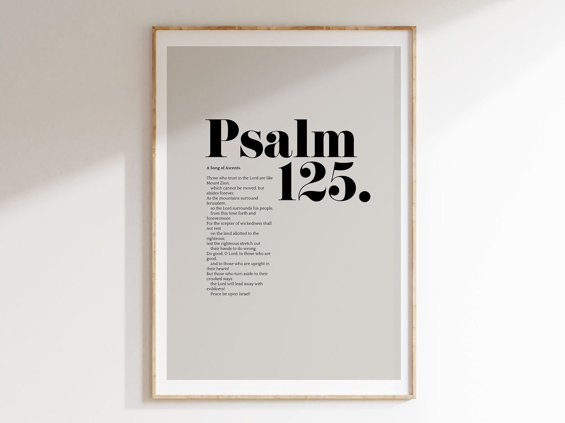 Psalm 125 Bible Verse Wall Art Minimalist Decor Christian Modern Scripture Poster Bold Typography Baptism Baby Shower Birthday Gift Idea