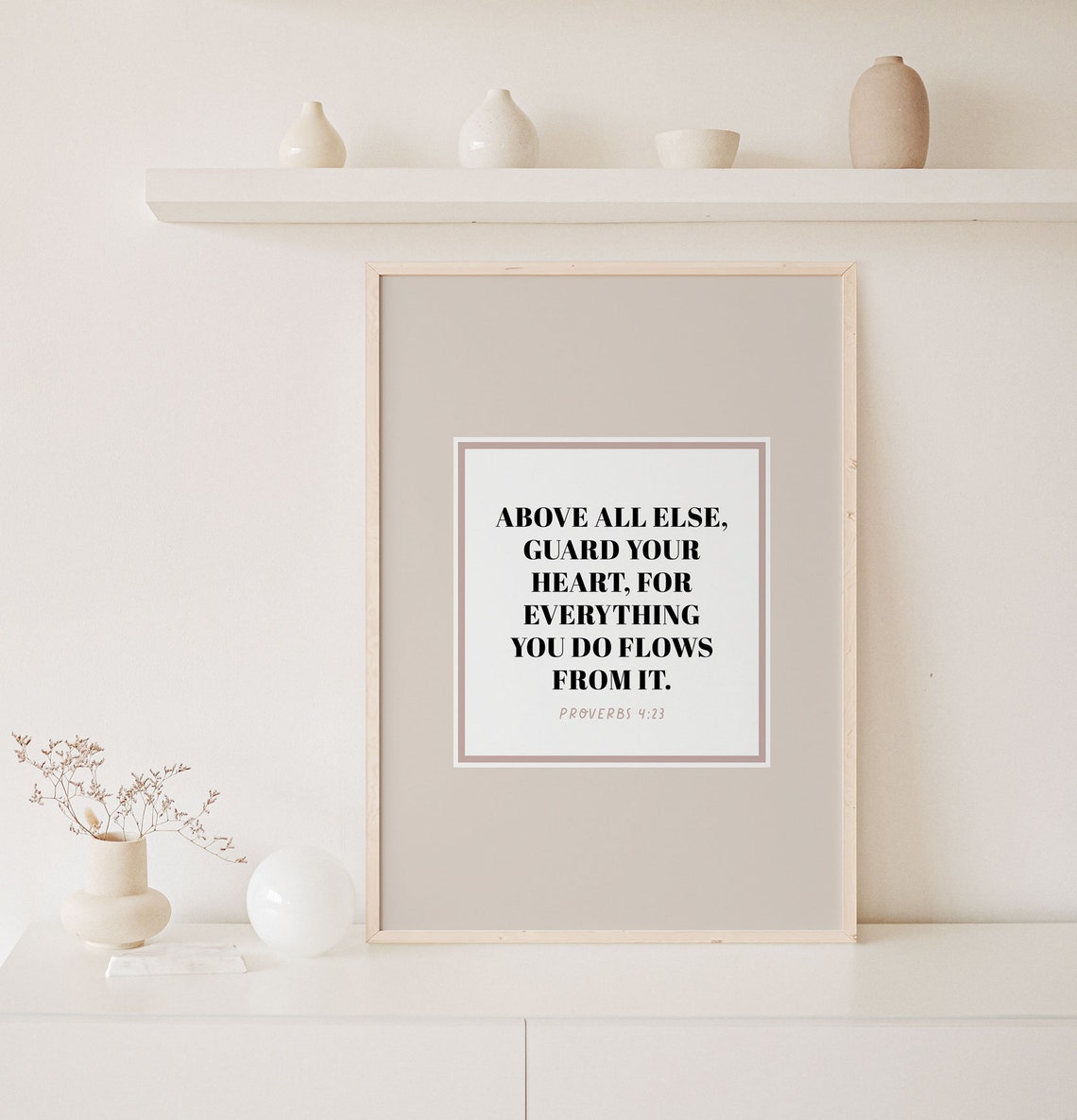Proverbs 423 Bible Verse Wall Art Above All Else Guard Your Heart Christian Art Modern Minimalist Clean Graphic Design - Image 6