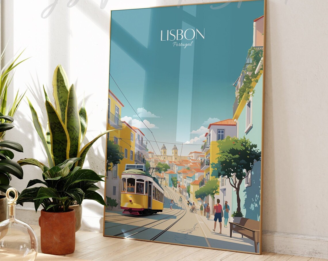 Lisbon Portugal Vintage Travel Poster