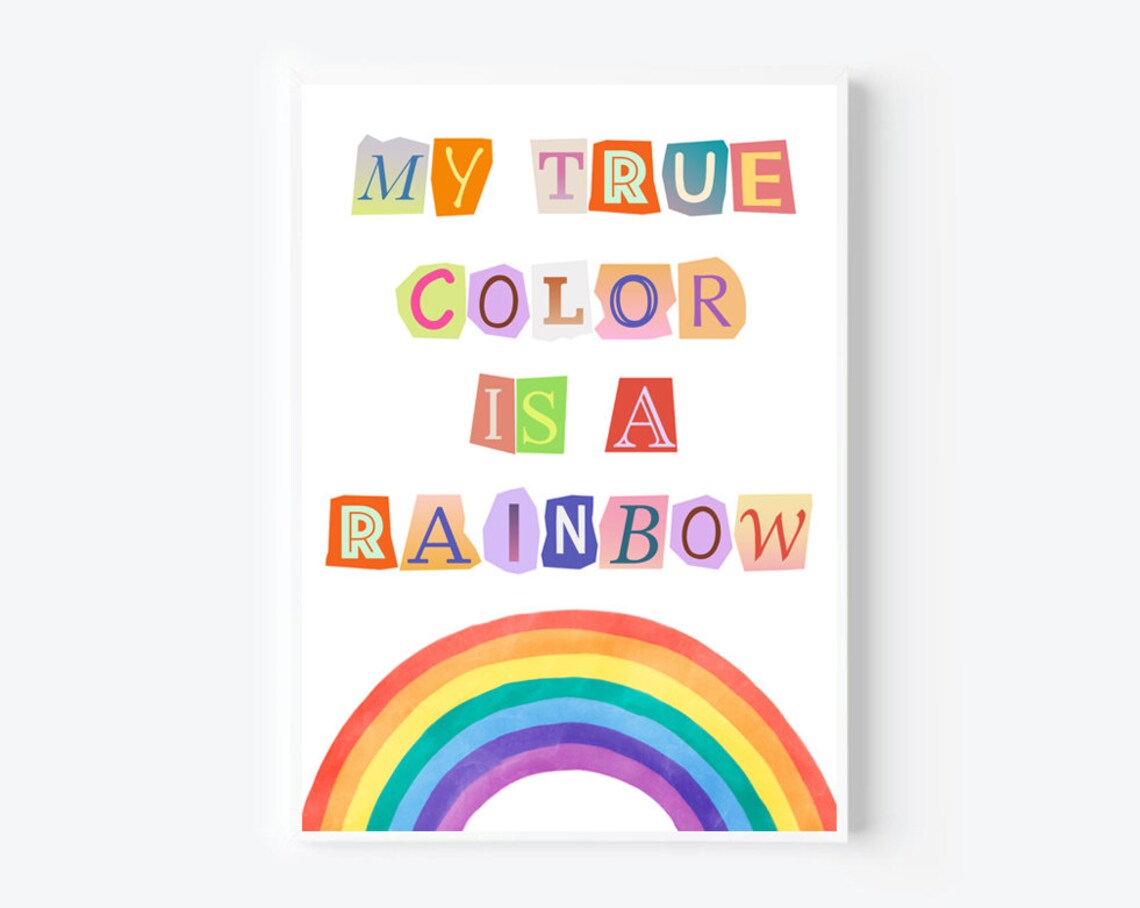 My True Color Is A Rainbow Cutout Letters Kids Room Decor Poster