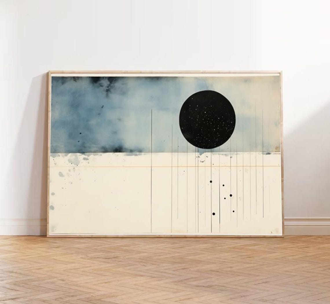 Minimalist Black Moon Circle Abstract Sky Modern Art Wall Poster