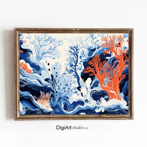 Coral Reef Art Print Illustration Under The Sea Colourful Ocean
