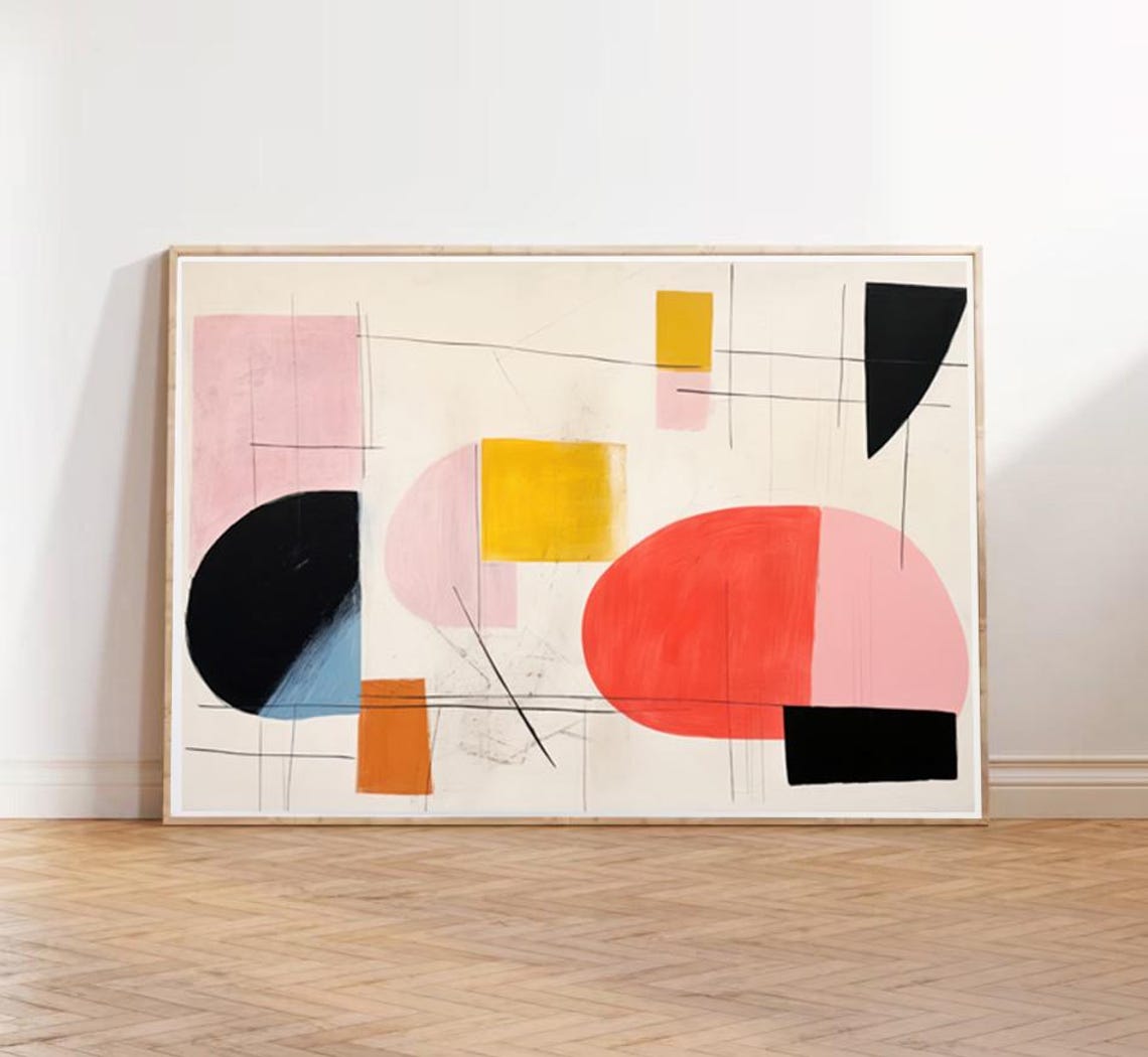 Modern Geometric Abstract Bauhaus Style Colorful Shapes Poster
