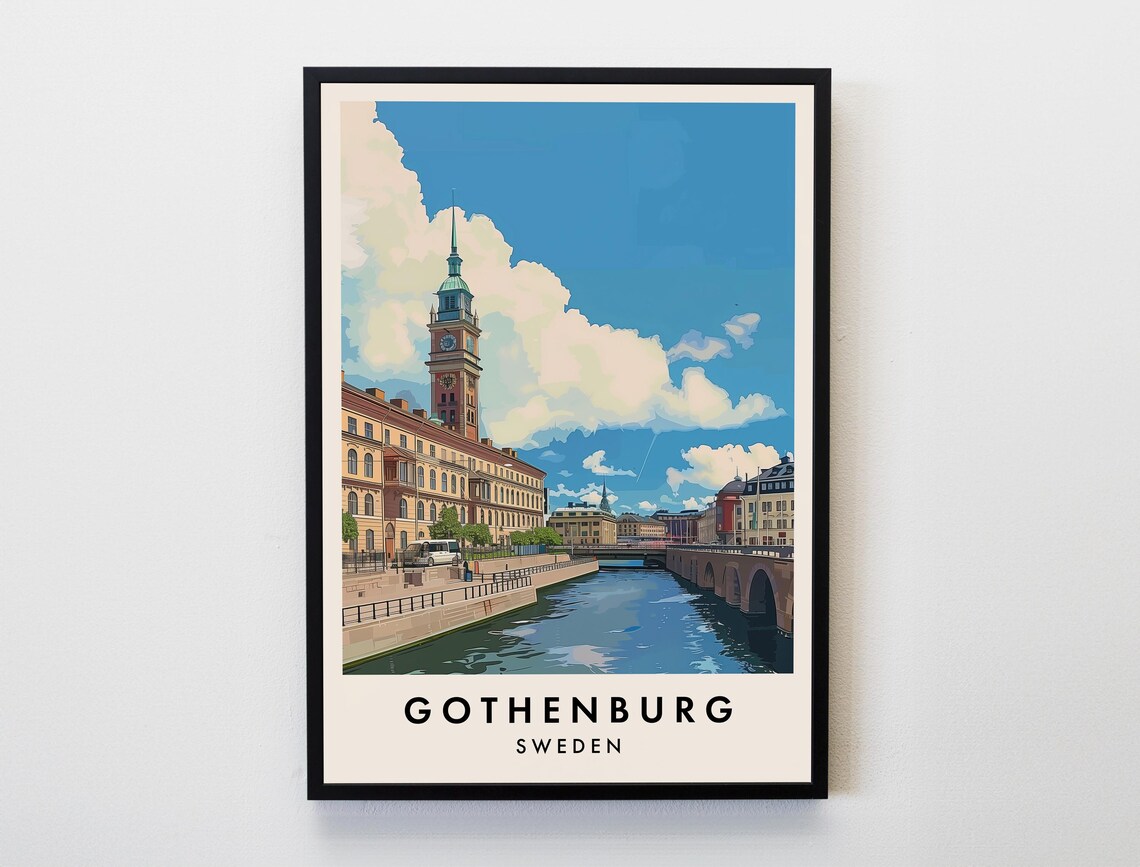 Gothenburg Travel Poster, Sweden Lovers Home Decor