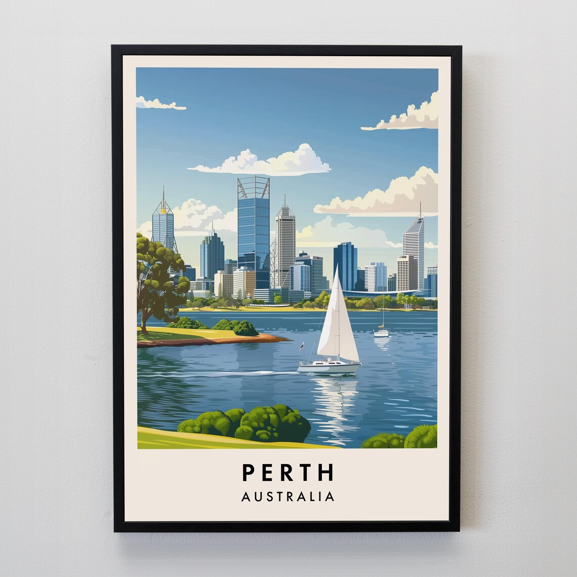 Perth Travel Poster, Australia City Wall Art