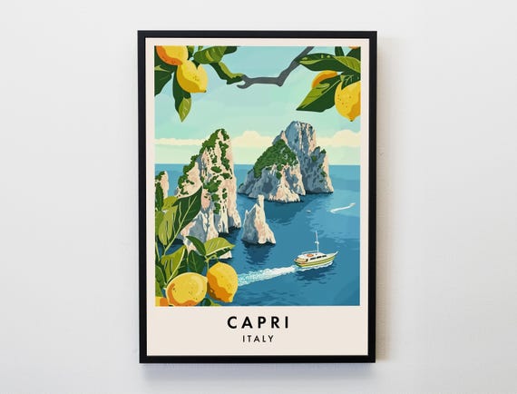 Capri Travel Poster, Italy Lovers Home Decor