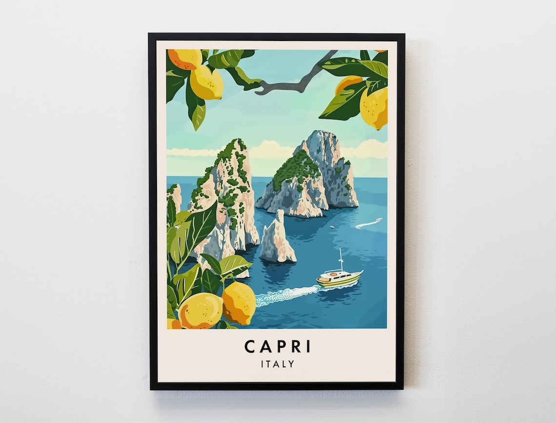 Capri Travel Poster, Italy Lovers Home Decor