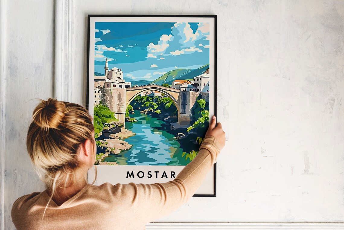 Mostar Bosnia Herzegovina Travel Poster With Stari Most Bridge View - Image 2