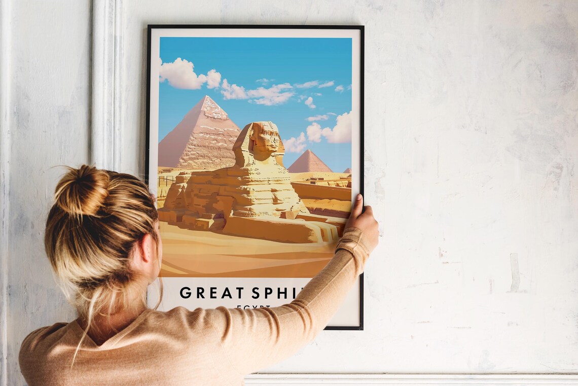Great Sphinx Of Giza Egypt Desert Pyramid View Travel Poster - Image 2
