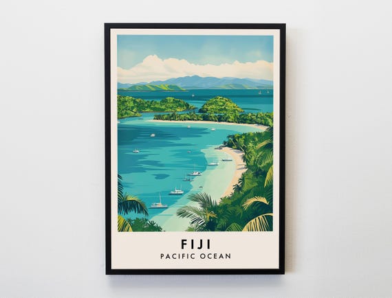 Fiji Travel Print Wall Art Poster Pacific Island Lovers Home Decor City Gifts