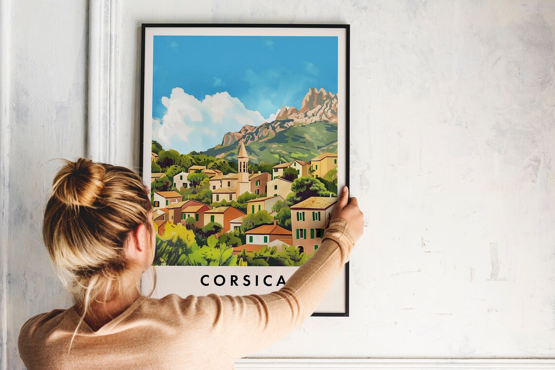 Corsica France Mountain Village Scenic Vintage Travel Art Poster - Image 2