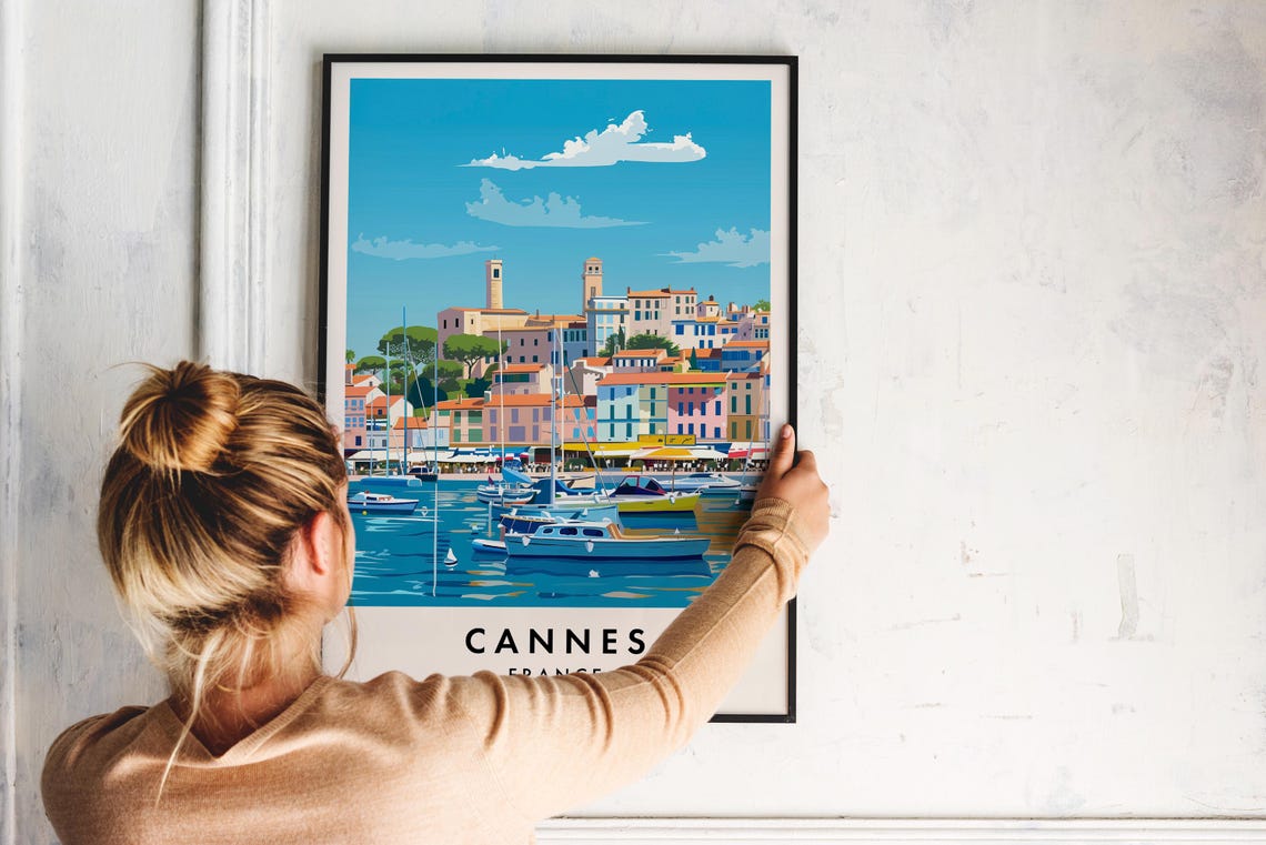 Cannes Travel Print Wall Art Cannes Cannes Poster France Travel Print Travel Lovers Home Decor Wall Art City Travel Poster Gifts - Image 2